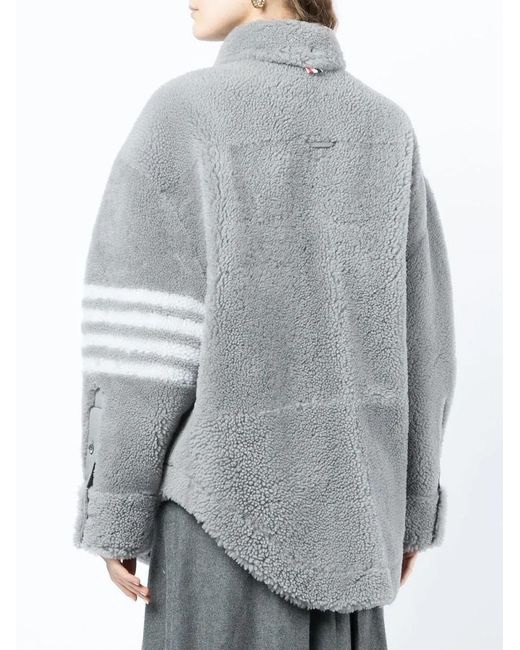 Thom Browne Gray Oversized Shearling Shirt Jacket