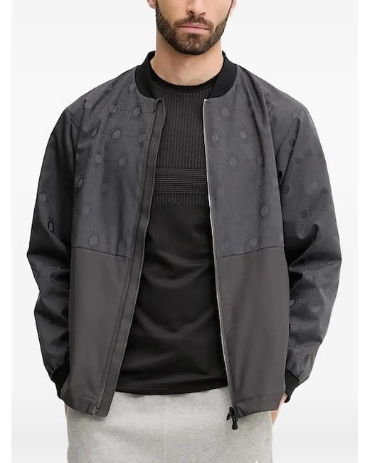 Boss Gray Hexagon-pattern Bomber Jacket for men