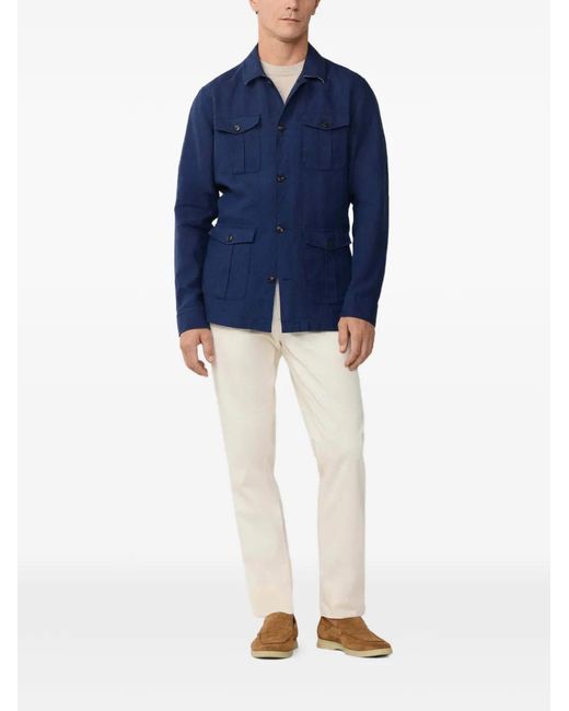 Hackett Blue Patch-Pocket Overshirt for men