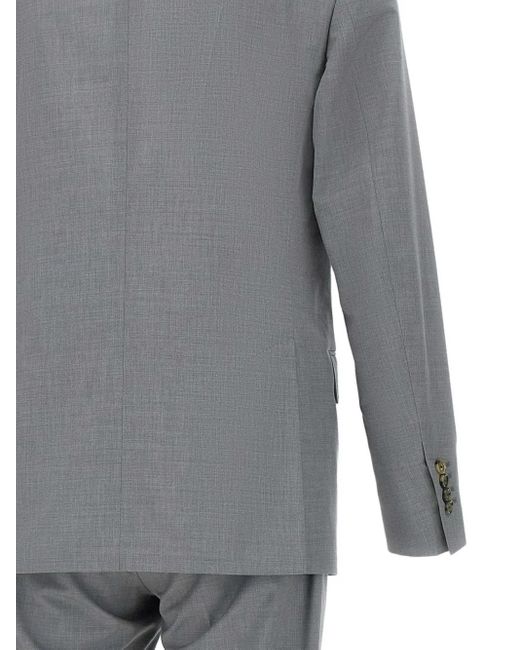 Lardini Gray Double-Breasted Peak Lapel Suit for men