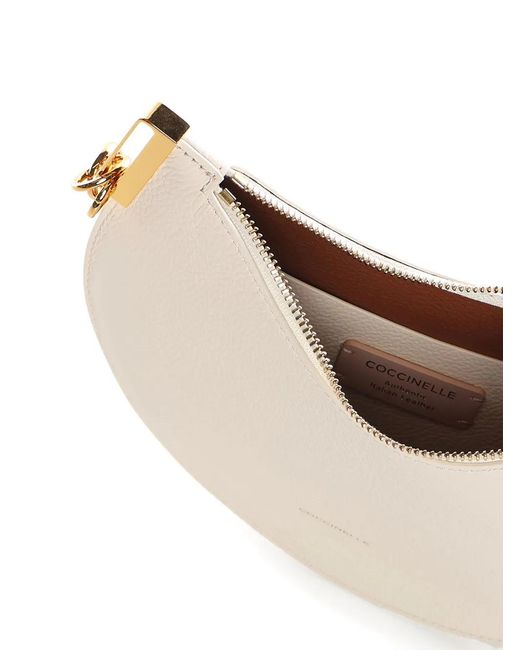 Coccinelle Natural Small Zip Leather Shoulder Bag