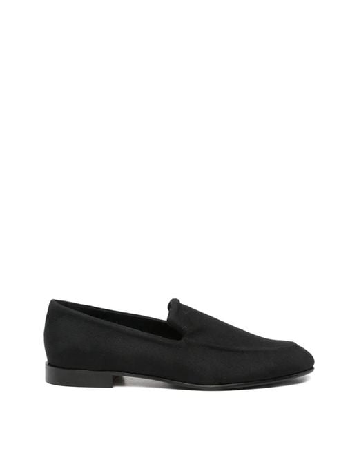 Canali Black Herringbone-Pattern Loafers for men