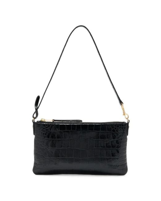 Tory Burch Black Croc-Embossed Pochette