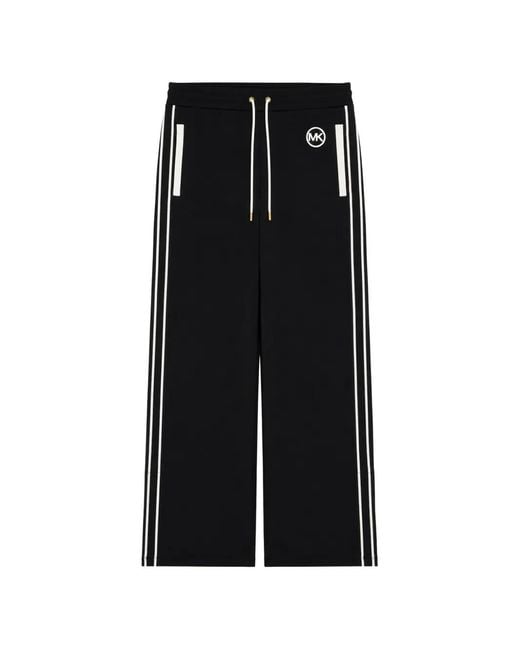MICHAEL Michael Kors Black Logo-Patch Side-Stripe Track Pants