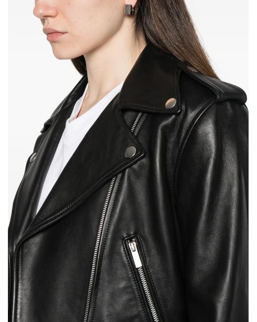 Twinset Black Zip-Up Leather Jacket