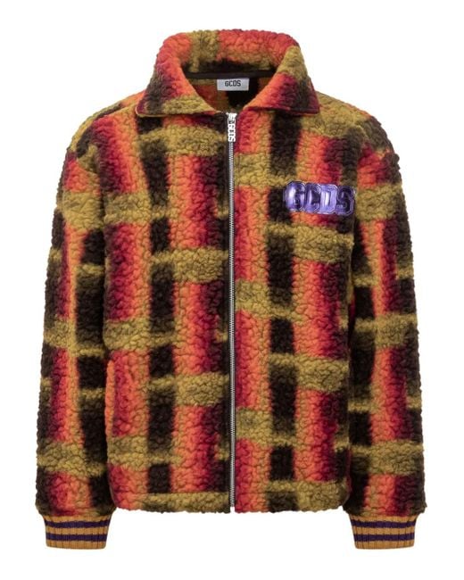 メンズ Gcds Teddy-texture Zip Jacket Red