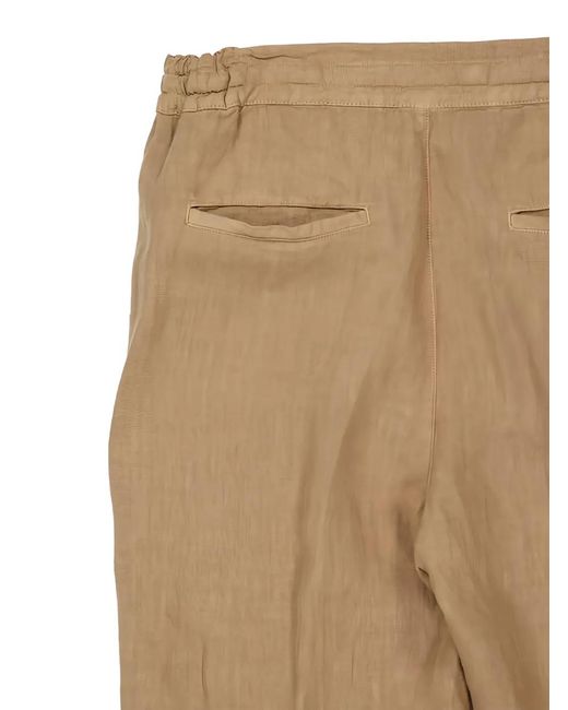 120% Lino Natural Drawstring Linen Trousers for men