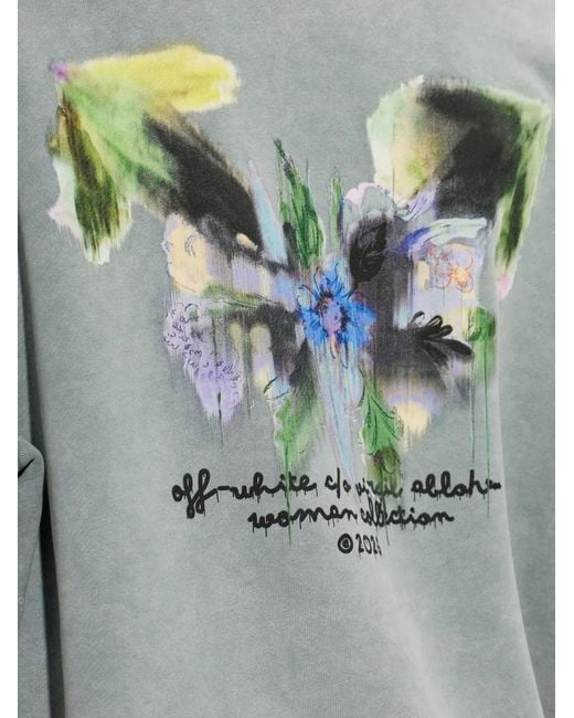 Off-White c/o Virgil Abloh Gray Graphic-Print Drawstring Hoodie