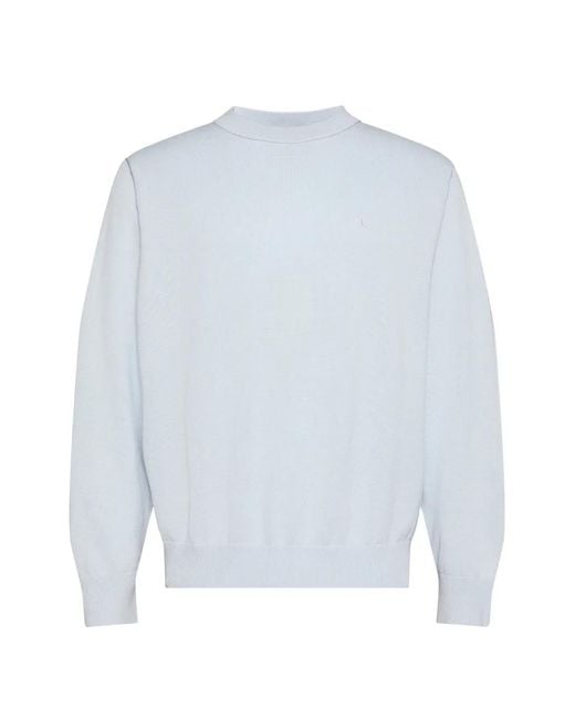 Calvin Klein Gray Logo-Embroidered Ribbed-Trim Sweater for men