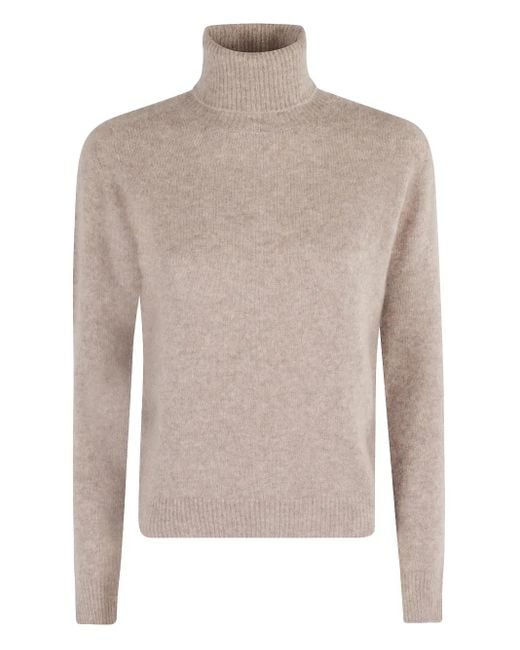 Roberto Collina Natural Wool-Silk Blend Turtleneck Sweater