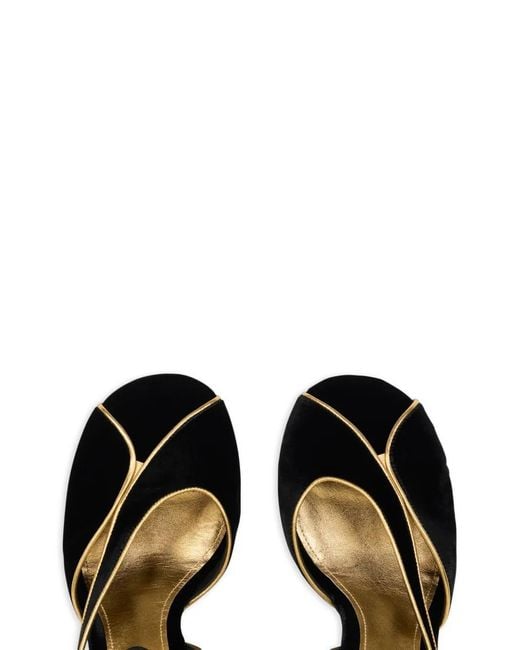Etro Black Velvet High-Heeled Sandals With Metallic-Trim