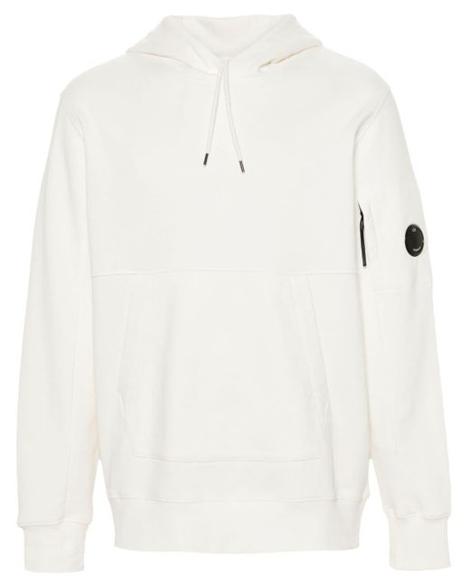 C P Company White Goggles-detailed Cotton Hoodie for men