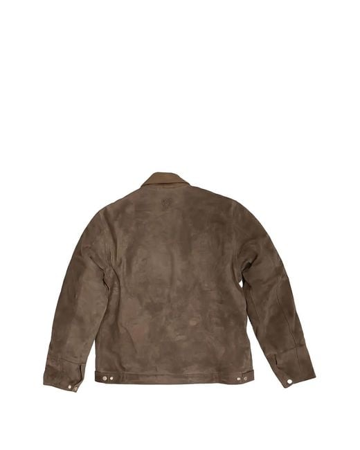 HTC Brown Zip-Up Suede Jacket for men