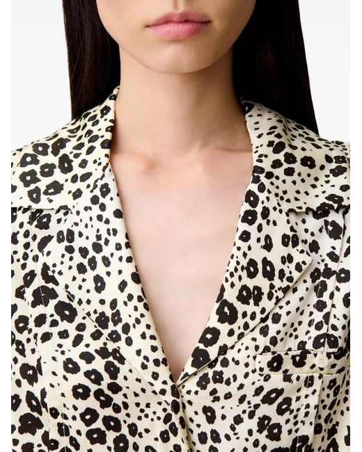 Claudie Pierlot White Chemise En Satin À Imprimé Animalier