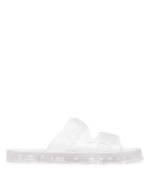 Gcds White Logo-Detail Open-Toe Slides