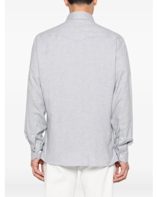 Camisa de manga larga con doble bolsillo Brunello Cucinelli de hombre de color White