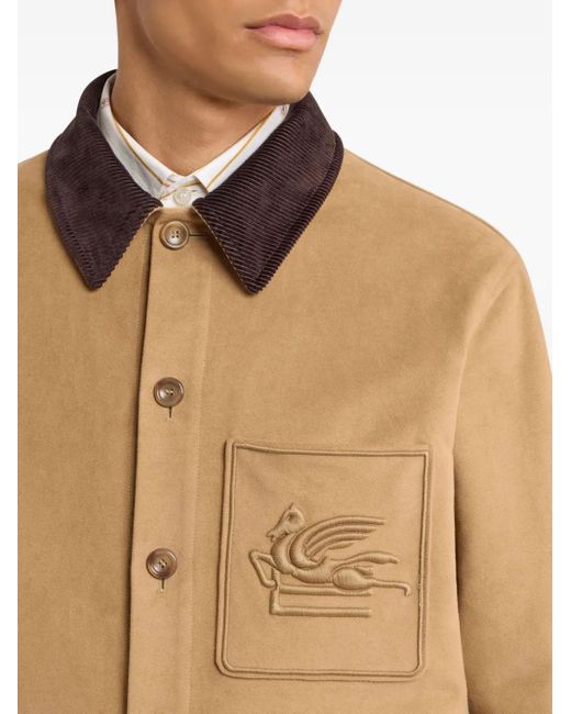 Etro Natural Pegaso-Embroidered Cotton Jacket for men
