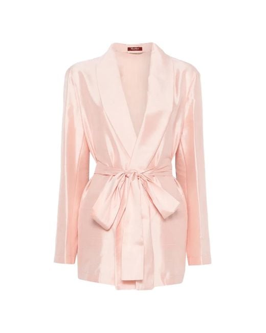 Max Mara Pink Belted Shawl-Lapel Evening Suit