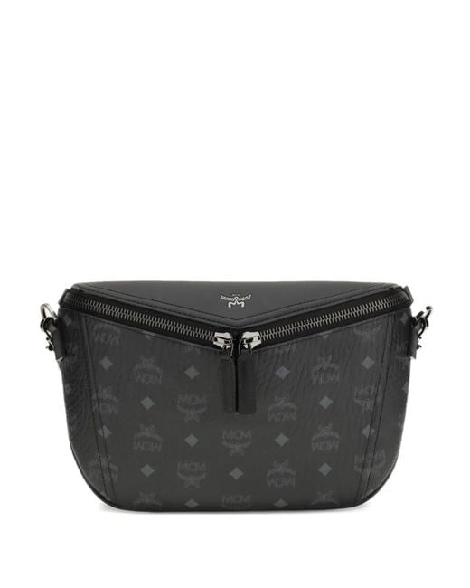 MCM Black Small Diamant 3D Logo-Printed Zip Messenger Bag for men