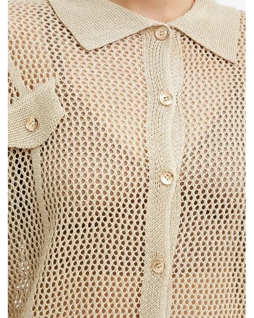 Fracomina Natural Cardigan En Maille Ajourée À Boutonnière