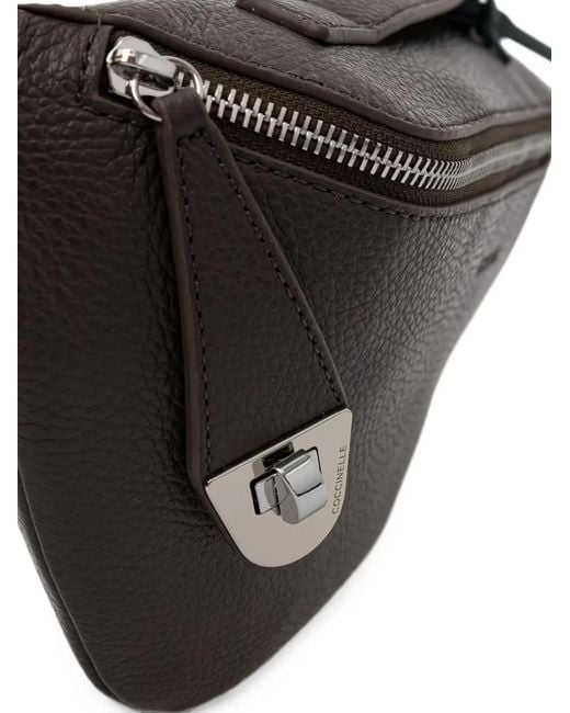 Coccinelle Gray Grained Leather Belt Bag for men