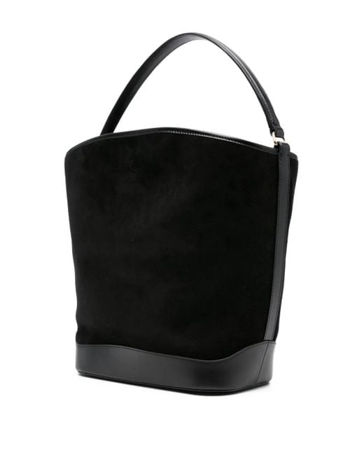Sandro Black Suede-Leather Bucket Bag