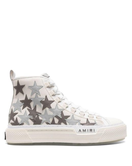 Amiri White Neutral Stars Court Canvas High-top Sneakers for men