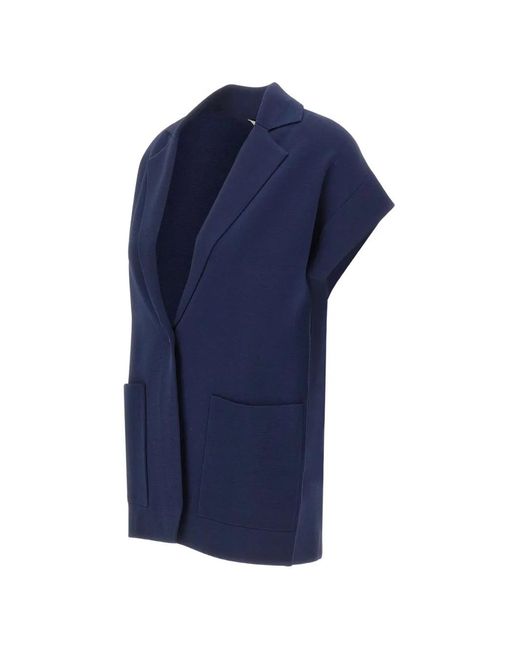 Kangra Blue Short-Sleeve Knitted Blazer