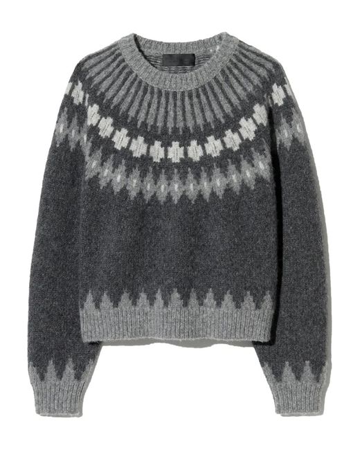 Nili Lotan Gray Alena Fair Isle Sweater