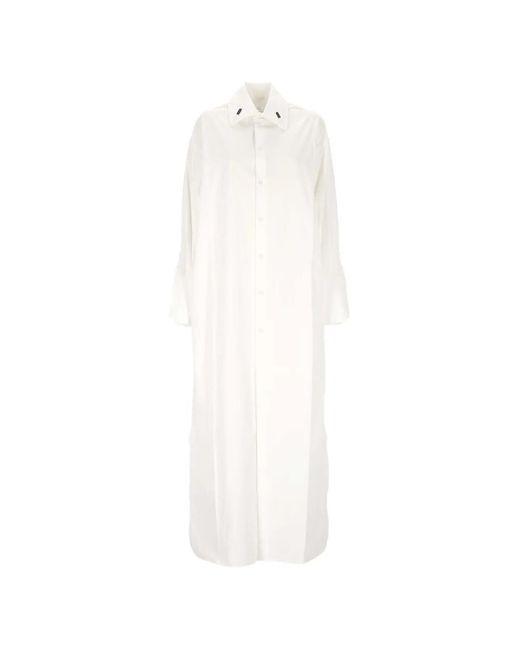 ARMARIUM White Midi Button-Down Long-Sleeve Shirt Dress