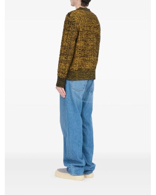 MM6 by Maison Margiela Green Textured Crew-Neck Sweater for men
