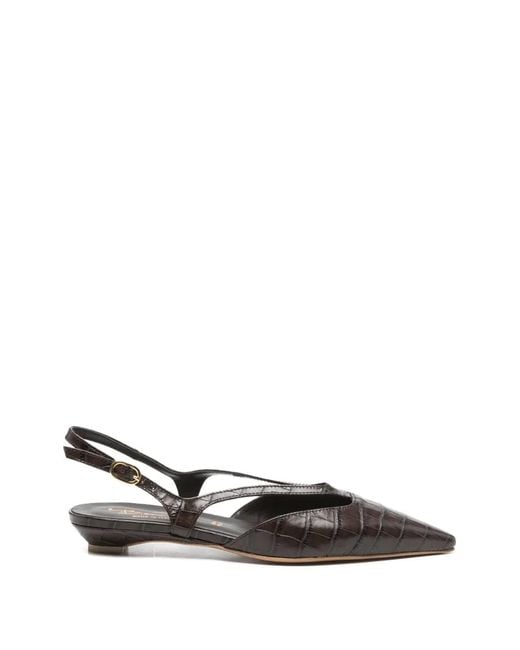 BIANCADI White Pointed-Toe Croc-Effect Pumps