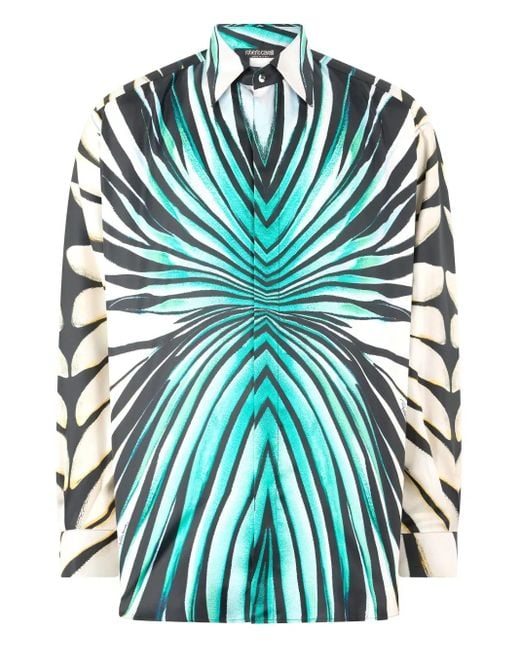 Roberto Cavalli Overhemd Met Print in het Green voor heren