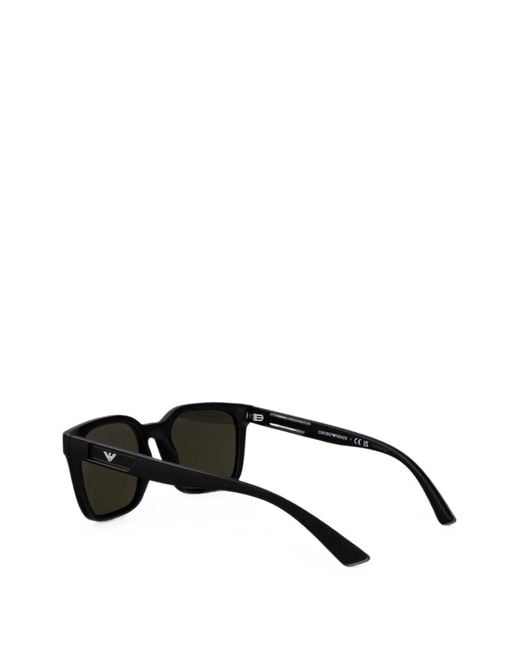 Emporio Armani Black Logo-Plaque Square-Frame Sunglasses for men