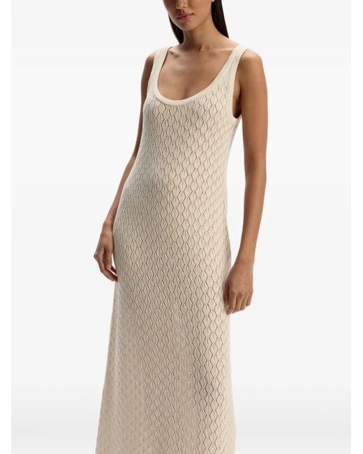 12 STOREEZ Gebreide Pointelle Maxi-Jurk Met V-Hals in het White