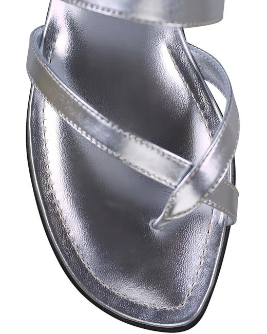Manolo Blahnik White Sandales Susa À Effet Métallisé