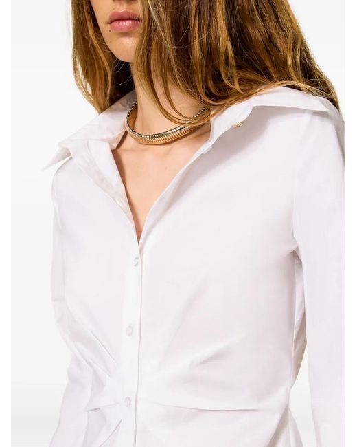 Twinset White Draped Button-Down Shirt
