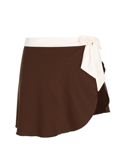 Noire Swimwear Brown Aria Wrap-Style Mini Skirt