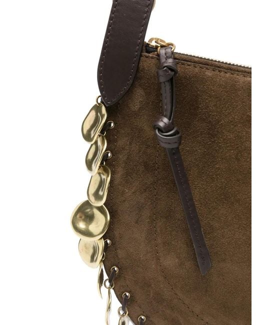 Isabel Marant Natural Oskan Coin-Embellished Suede Cross Body Bag