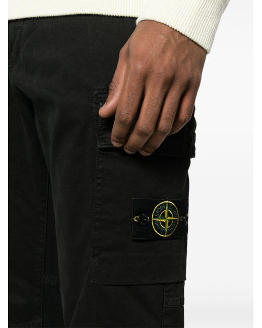 Pantalones rectos con distintivo Compass Stone Island de hombre de color Black