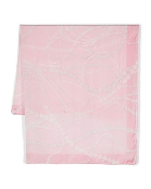 Lanvin Pink Illustration-style Printed Silk Scarf