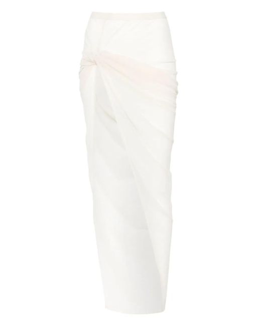 Rick Owens Twist Edfu Asymmetric Skirt White