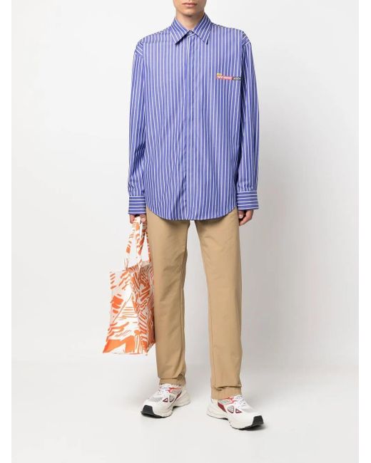 MSGM Natural Logo-Print Elasticated Waist Trousers for men