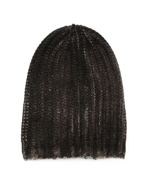 Avant Toi Black Ribbed-Knit Beanie Hat for men
