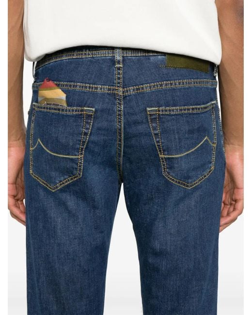 Jacob Cohen Blue Logo-Patch Jeans for men