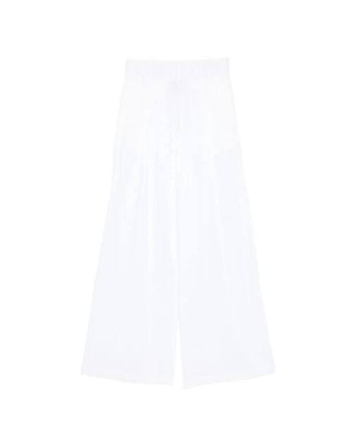 Semicouture White Elasticated-Waistband Trousers