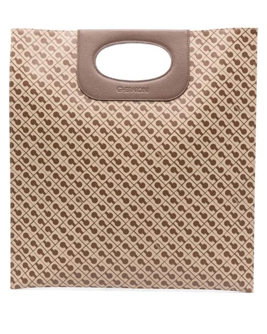Gherardini Natural Piattina Logo-Pattern Tote Bag