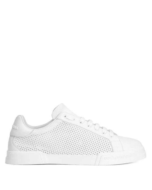 Dolce & Gabbana Portofino Geperforeerde Low-Top Sneakers in het White voor heren