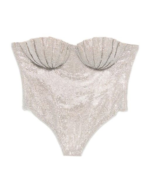 Corset À Ornements En Cristal GIUSEPPE DI MORABITO en coloris White