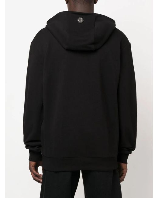 Philipp Plein Gray Skull-Print Cotton Hoodie for men